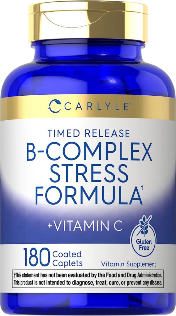 Carlyle B Complex Stress Vitamin Supplement | 180 Caplets | with Vitamin C | Non-GMO and Gluten Free