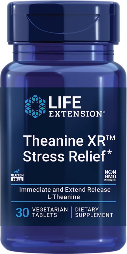 Life Extension Theanine XR Stress Relief â Stay Calm in The Face of Daytime Stress â Gluten-Free â Non-GMO â Vegetarian â 30 Vegetarian Tablets